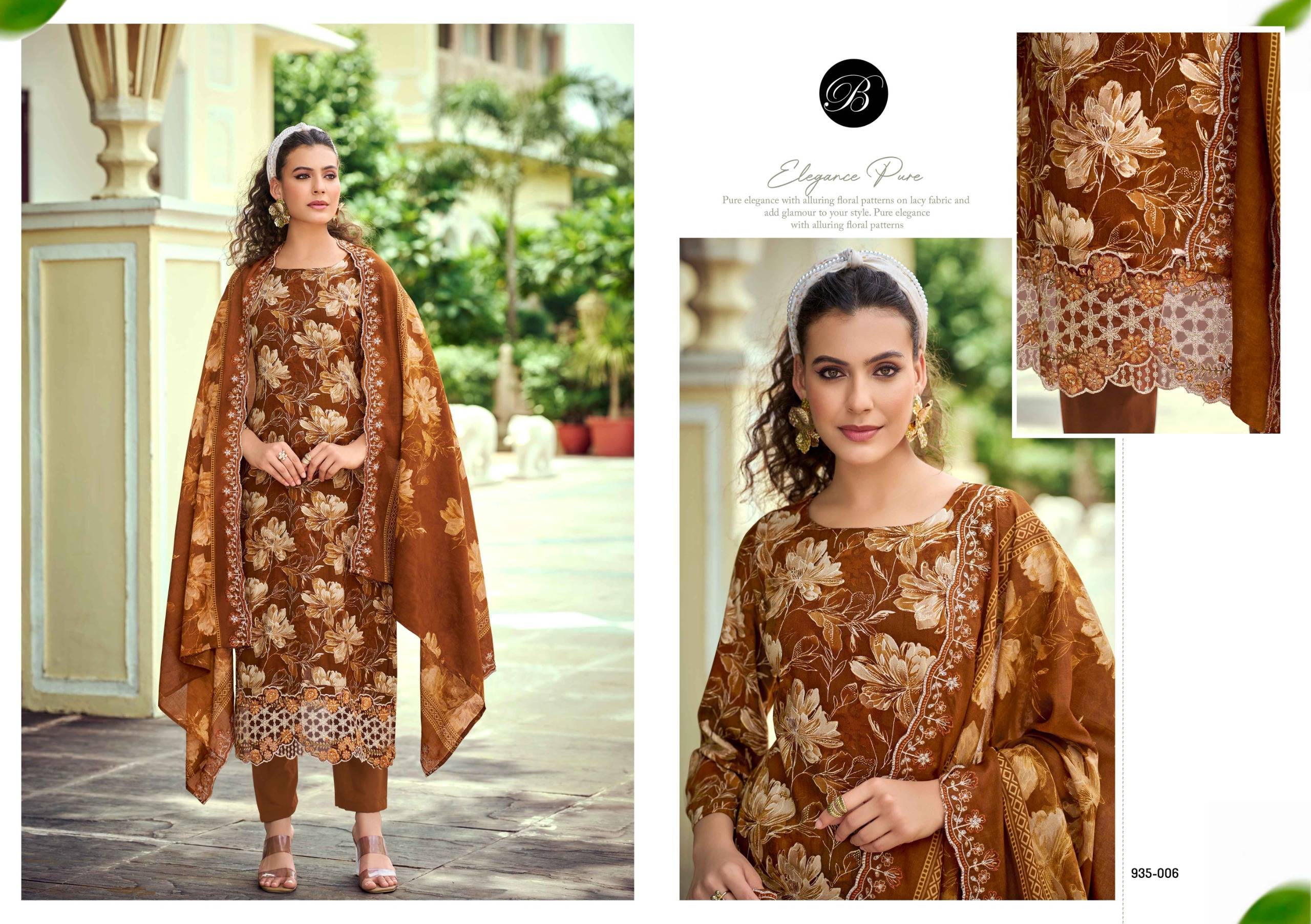 SANJEEDA By Belliza 935-001 To 935-006 Series Designer Suits pure viscose  Dresses At Wholesale Price
